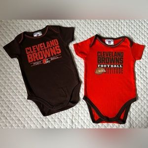 Cleveland Browns NFL Team Apparel Lot (2) One Piece Infant Outfits Size 3-6 mths